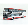 Miniatyrbild 1 av 5: 1:32 Högkvalitativ Legering Dubbeldäckare Buss Ljud Ljus Metall Diecast Drag tillbaka Simulation Lyx Sightseeing Bussfordon Barnleksaker [DmS] White