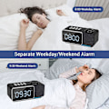 Miniatyrbilde 2 av 5: Soveromsklokke med ukedag/helgealarm, dimmer, justerbar volum, farge nattlampe, timer, USB-ladeporter, digital sengeklokke Black