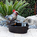 Pikkukuva 3 / 5: Suihkulähde Pihakoriste Rauta Eläimen Muotoinen Veistos Vedenpumpulla USB Puutarha Koristeellinen Vesiputous Chicken