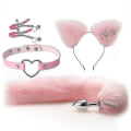 Miniatyrbild 1 av 2: 4 st Sexig Räv Metall Butt Plug Svans med Hårsnodd Set Svans för Par Cosplay Yj5-2 Yj5-2  [DmS] Pink