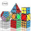 Pikkukuva 1 / 3: Nopeuskuutiosetti, Magic Cube -paketti 2x2 3x3 4x4 Pyramidi - Leikkikuutiopuzzlesetti lapsille ja aikuisille, 8 kpl [DmS]