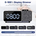 Miniatyrbilde 4 av 5: Soveromsklokke med ukedag/helgealarm, dimmer, justerbar volum, farge nattlampe, timer, USB-ladeporter, digital sengeklokke Black
