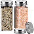 Miniatyrbild 1 av 5: Glas Salt- och Pepparkvarnar Set, Saltkvarnar med Rostfritt Stål Lock - Klar Glas Kryddburkar Bästa Köksdekoration