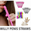Pikkukuva 2 / 5: 10 kpl Pillit, Uudelleenkäytettävät Penis-pillit, 19 cm Pillit Baareihin, Polttareihin, Häihin Fev- 10pcs-white