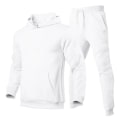 Miniatyrbild 3 av 6: Herrspårställets huvtröja + svettbyxor sportdräkt casual joggare sportkläder 2 delar herr fleece streetwear set GRAY XL