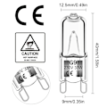 Miniatyrbillede 2 af 5: 12-pak G9 halogenpærer 33W 230V 2800K varm hvid 380lm klar kapsel halogenpærer Dæmpbar Ingen flimmer