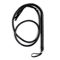 Miniatyrbillede 2 af 3: 1,9 m Bull Whip i Læder og Svedeskind med Flettet Hale - Ridepisk til Heste (sort) BY