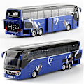 Miniatyrbild 1 av 5: 1:32 Högkvalitativ Legering Dubbeldäckare Buss Ljud Ljus Metall Diecast Drag tillbaka Simulation Lyx Sightseeing Bussfordon Barnleksaker [DmS] Blue2
