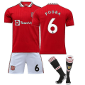 Miniatyrbild 1 av 2: 2022-2023 Ny Manchester United Fotbollströja Kit Vuxen Fotbollströja Träning T-shirt Shorts Kostym 22 23 POGBA 6 Kids 26(140-150CM)