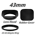 Miniatyrbilde 2 av 3: Firkantet metall objektivhette for Fujifilm Leica kamera, universell retro, reduserer lys 43mm