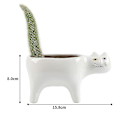 Miniatyrbild 2 av 5: Blomkrukor Söta Katt Succulent Planter Växtbehållare Vit + Grön 2 st