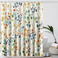 Miniatyrbillede 1 af 5: Bruseforhæng 180x200 Beige Bruseforhæng Farverigt Botanisk Print Hul Badeværelsesforhæng Vandafvisende Stof Skimmelresistent