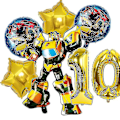 Pikkukuva 1 / 5: Transformers Lasten Juhlatarvikkeet Optimus Prime Bumblebee Robot Syntymäpäiväkoriste Numero Ilmapallo Banner Kertakäyttölautaset Kupit  (FMY) yellow 7pcs-10