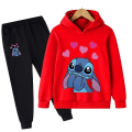 Miniatyrbillede 1 af 2: Børns Stitch Tøj Børnesæt Varm Trøje Pige Hoodies Pullover Sweatshirt Bukser Vinter Forår Pige Dreng Træningstøj Sportswear Style 2 120CM