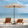 Miniatyrbillede 3 af 5: 2M Terrasseparasol Markedsbordparasol med 6 Robuste Ribber, Trykknap Hældning/Sving Udendørs Parasol til Have, Dæk, Baghave, Pool og Strand (Parasol blue and white stripes