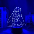 Miniatyrbillede 2 af 5: Anime 3D Lampe Rem og Ram fra Re Zero Starting Life in Another World Natlampe til Soveværelsesindretning Fødselsdagsgave LED Natlys (Farve: A)BY A