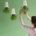 Miniatyrbillede 3 af 5: Blomsterpot Letvægts Omvendt Design Plastik Dobbeltlags Hængende Blomsterpot Til HjemBY White
