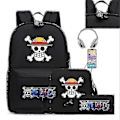 Miniatyrbild 2 av 3: 3 st/set Anime One Piece USB Anti-stöldlås Pojkar och flickors ryggsäck Ungdom Student Skolväska Fritids Reseryggsäck Hög kvalitet