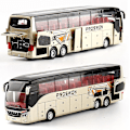 Miniatyrbild 1 av 5: 1:32 Högkvalitativ Legering Dubbeldäckare Buss Ljud Ljus Metall Diecast Drag tillbaka Simulation Lyx Sightseeing Bussfordon Barnleksaker [DmS] Gold1