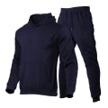 Miniatyrbild 1 av 6: Herr tracksuit med huva och dragkedja + joggingbyxor sportdräkt casual joggare sportkläder 2 delar herr fleece streetwear set Navy Blue XL