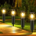 Miniatyrbilde 1 av 5: Solcellelamper til utendørs, sett med 4 LED-solcellelamper for hage, gårdsplass, stier, vanntett IP65, varm hvit - lyser hele natten