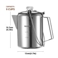 Miniatyrbilde 2 av 5: 1,2l Utendørs 9 Kopper Rustfritt Stål Perkolator Kaffe Potte Kaffemaker For Camping Hjem Kjøkken-yvan