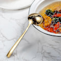 Miniatyrbillede 5 af 5: 7,67 Tommer Lille Øse Ske Hammeret 18/10 Rustfrit Stål Serveringsske Suppeøse Sovsbåd Øse (guld)