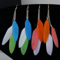 Miniatyrbillede 5 af 5: Mode Feather Lang Tassel Kæde Charm Kvinder Krog Øreringe Party Smykker Gave Yellow