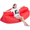 Miniatyrbillede 1 af 5: Oppustelig Lounger Luftsofa, Oppustelig Sofaseng Campingstol, Bærbar Lazy Sofa Luftstol til Rejser/Camping/Vandreture/Strandfester Red