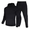 Miniatyrbilde 1 av 6: Herre Treningsdress med hettegenser + Joggebukse Sportsdress Casual Jogger Sportsklær 2-delt Fleece Streetwear-sett for menn Black XXL