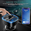 Miniatyrbilde 5 av 5: Oria Bluetooth FM-sender 5.0, Trådløs Radioadapter med Mikrofon & 2 USB A