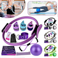 Pikkukuva 5 / 5: Jooga Fitness 11-osainen setti Pilates-välineet ja -tarvikkeet kotitreeneihin, rengas, vastuskuminauhat, pakaranauhat, joogapallo ja venytyshihnat Grey