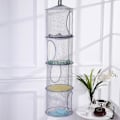 Miniatyrbilde 4 av 5: 4-lags Mesh-brett for oppbevaring av leker for barn, sammenleggbart, hengende kurv, diverse oppbevaringsstativ Grey