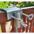 Miniatyrbillede 1 af 3: Haveholder til haveparasol - Metal parasolbeslag til balkon, landskabsgærde | Justerbar stangåbning (1,5\"), klemmebredde maks 2\"