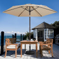 Miniatyrbillede 4 af 5: 2M Terrasseparasol Markedsbordparasol med 6 Robuste Ribber, Trykknap Hældning/Sving Udendørs Parasol til Have, Dæk, Baghave, Pool og Strand (Parasol brown