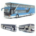 Miniatyrbild 4 av 5: 1:32 Högkvalitativ Legering Dubbeldäckare Buss Ljud Ljus Metall Diecast Drag tillbaka Simulation Lyx Sightseeing Bussfordon Barnleksaker [DmS] Red