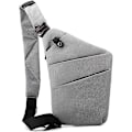 Miniatyrbild 1 av 5: Slingväska, lätt crossbody axelväska bröstväskor dagryggsäck, en rem anti-stöld slingväska för kvinnor män DB grey left shoulder