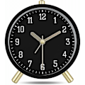 Miniatyrbillede 1 af 5: Klassisk sort metal moderne lydløs analog alarmur med simpelt dekorativt lys til soveværelsesnatbord 11cm