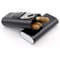 Miniatyrbillede 1 af 5: Bærbar Cigarkasse i Læder med Cedertræsfór og Cigarskærer (sort) [xc]BY