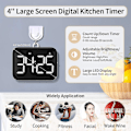Miniatyrbillede 2 af 5: 4 Tommer Digital Køkken Timer Stor LED Display Magnetisk Timer Med Justerbar