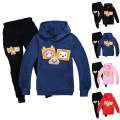 Miniatyrbild 2 av 3: Pojkar Flickor LANKYBOX Hoodies Träningsoveraller Toppar+Joggerbyxor Set V Navy blue 160cm