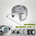 Miniatyrbillede 3 af 5: Universal Motorcykel Styr Ur Cykel Termometer Vandtæt Udskiftning Til Motorcykler Cykler 22mm-25.4mm7/8\"\"- 1\"\" Styr Sølv Skal Silver white dial clockandtemp