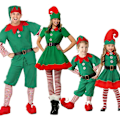 Miniatyrbild 1 av 5: Jul Familjematchande Kläder Pojke Flicka Elf Julkläder Set Vuxen Grön Röd Fest Toppar Byxor Hatt Bälte Outfit Cosplay Kostym[HK] Adult Size 160 ER43B0