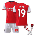 Miniatyrbilde 1 av 2: Arsenal Hjemme Barn Menn Fotballsett Fotballdrakt Trening T-skjorte Dress 21/22 Aubameyang / Simth / Saka / Pepe 21 22 Pepe 19 Kids 20(110-120CM)
