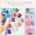 Miniatyrbilde 1 av 5: 12 Farger Metall Vannfargemaling Pigment Transparent Delpakke Sett 243792BY Multicolor