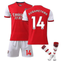 Miniatyrbilde 1 av 2: Arsenal Hjemme Barn Menn Fotballsett Fotballdrakt Trening T-skjorte Dress 21/22 Aubameyang / Simth / Saka / Pepe Aubameyang 14 Kids 26(140-150CM)