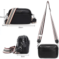 Miniatyrbild 5 av 5: Crossbody-väska för kvinnor, liten äkta läder svart