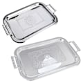 Miniatyrbilde 2 av 5: Nordisk Serveringsbrett i Rustfritt Stål med Håndtak Elegant Rektangulært Kaffebar Mat Holder Dessert Display Plate DekorBY Silver L