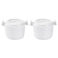 Miniatyrbilde 1 av 2: 2 stk Gjenbrukbar Mikrobølgeovn Ris Cooker Praktisk Multifunksjonell Mikrobølgeovn Ris Cooker Matboks White