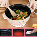 Miniatyrbild 4 av 5: Multifunktionell non-stick elektrisk spis ångkokare kök varm gryta matlagningsverktyg White Single Layer